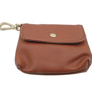 NEW Vegan Leather Belt Loop Latch Wristlet Pouch Wallet Tan Toffee Snap Closure